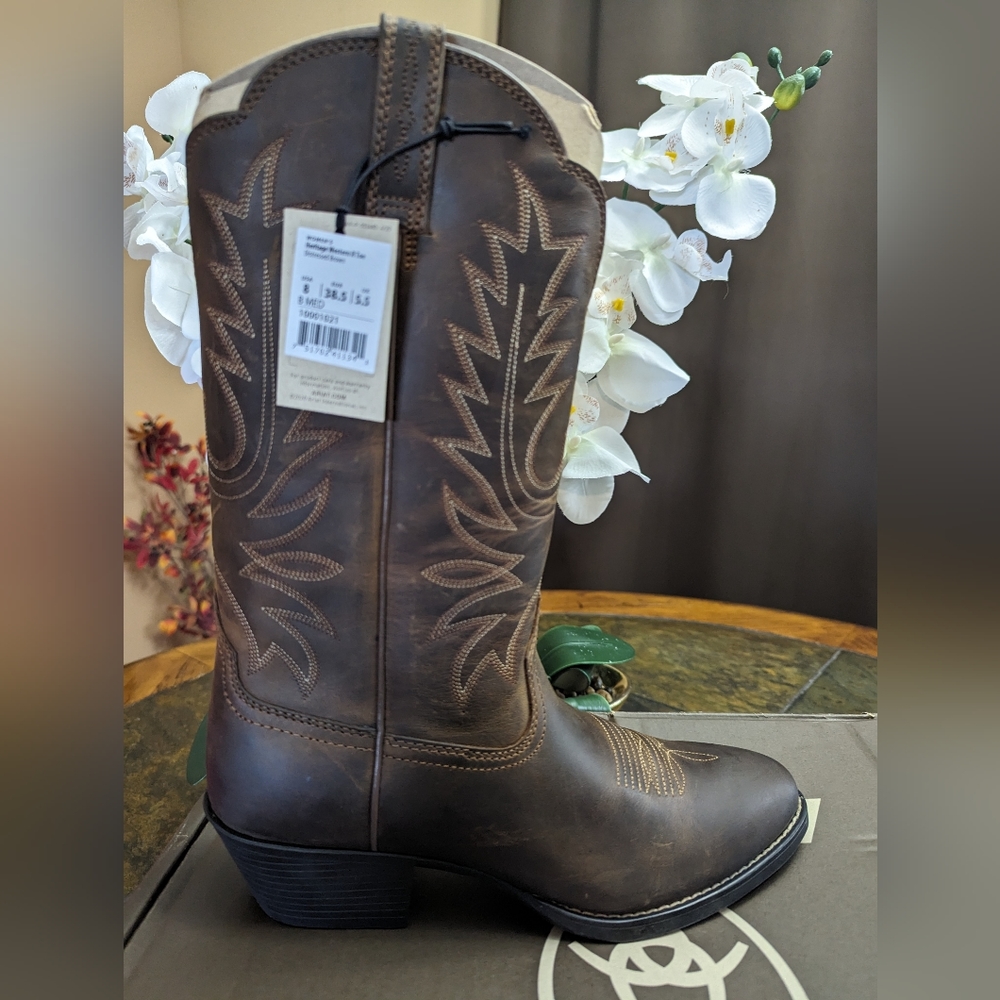 Ariat Women's Dark Brown Western Boots with Stitching - Picture 2 of 12